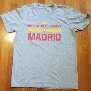 Adidas Madrid NBA Global Games 2016 Grey Graphic T shirt Size M READ